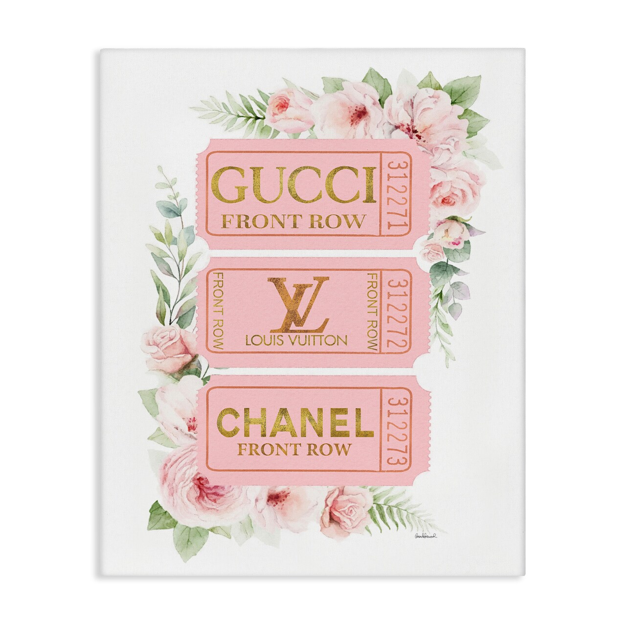 Stupell Industries Chic Floral Glam Tickets Canvas Wall Art Design by Amanda Greenwood